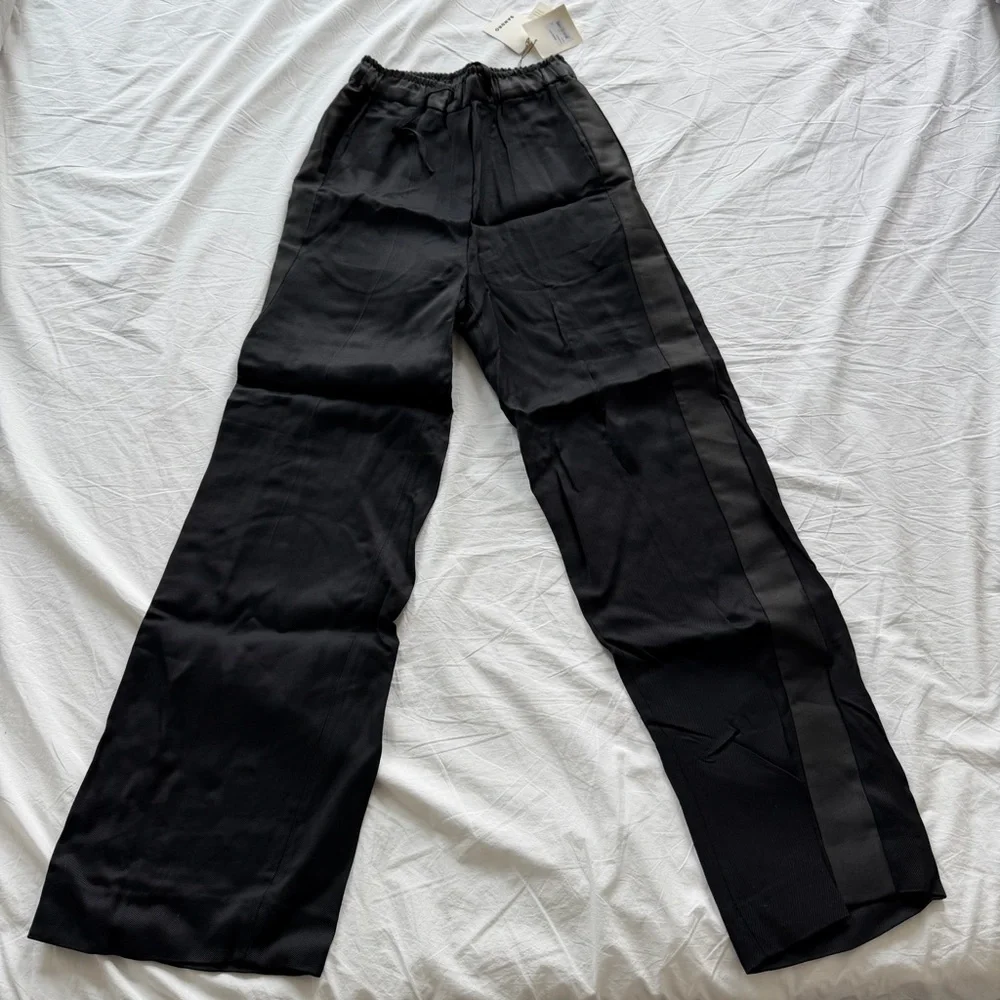 NWT SANDRO Gallo Drawstring Pant in Size 34 in Noir - Picture 4 of 9